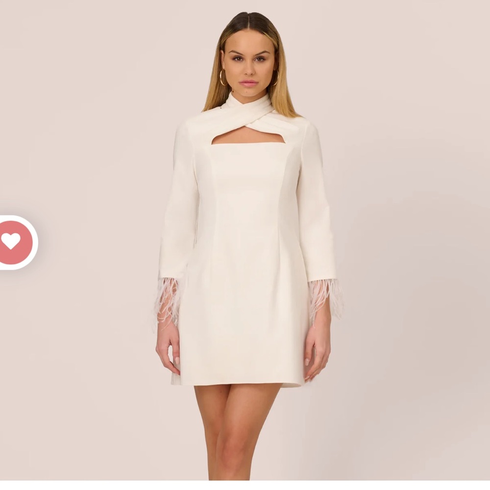Adrianna Papell Feather Trimmed Sheath Cocktail Dress